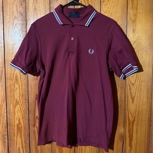 Fred Perry Maroon short sleeve shirt size medium or 40”